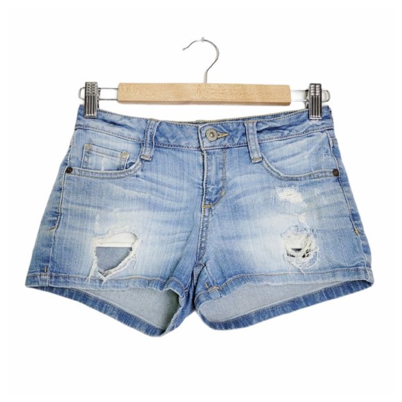 Arizona Jean Co Denim Shorts Distressed Light Wash Denim Jean Shorts - Picture 1 of 12